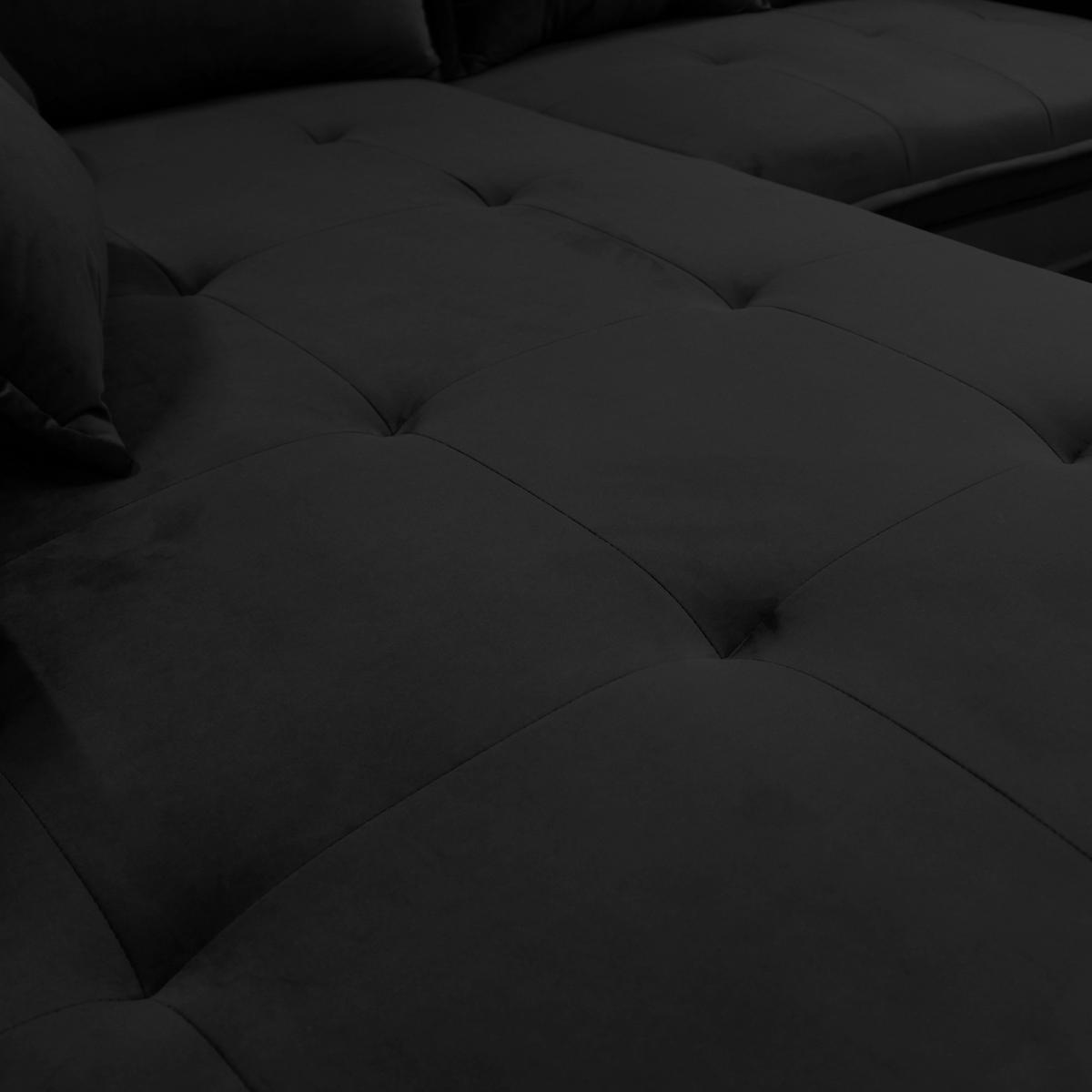 Ecksofa Mit Schlaffunktion Bello Mit Kissen Schwarz - Beige/Schwarz, Design, Textil (187/277cm) - Livetastic