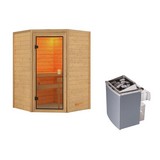 Sauna Bordeaux mit interner Steuerung am Ofen - Naturfarben, MODERN, Holz (146/198/146cm) - Karibu