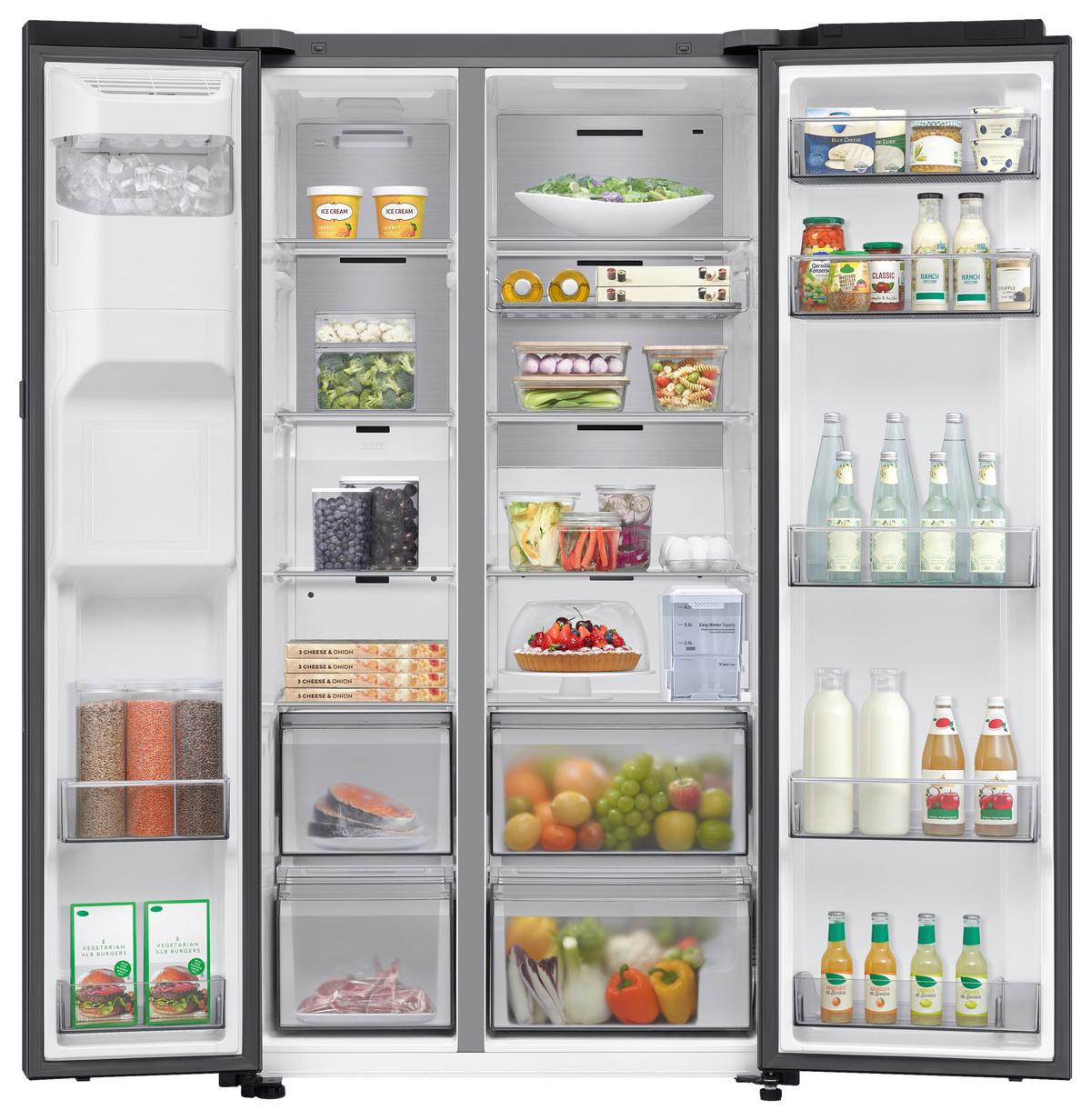 Side-by-side Rs80f67kcfef Eekl: C,  No-Frost - Schwarz, Basics, Glas/Kunststoff (91,2/178/72,6cm) - Samsung