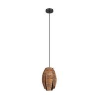 HÄNGELEUCHTE 43294_MONGU 1 - Schwarz/Braun, Natur, Textil/Metall (18/110cm) - Eglo