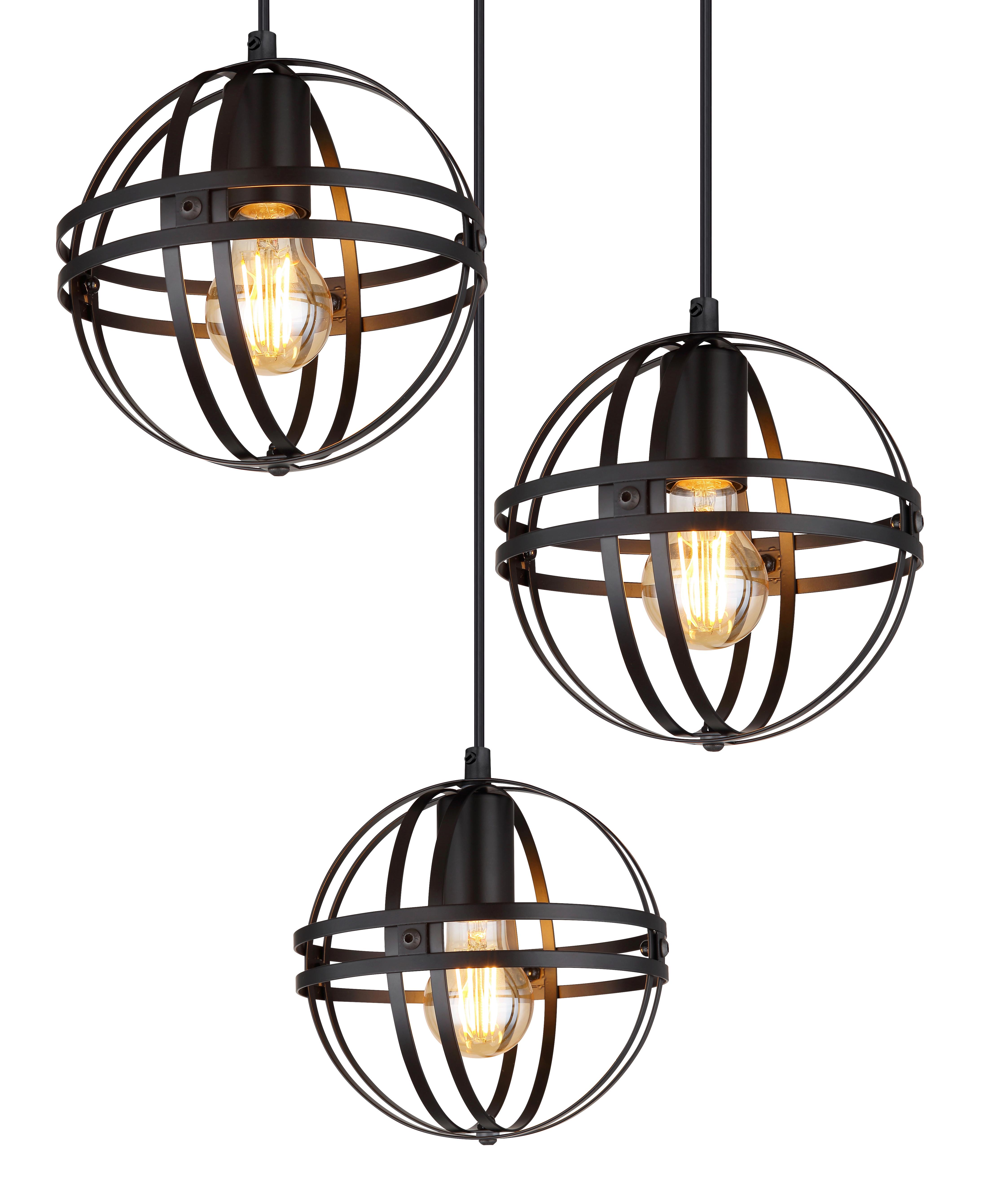 Hängeleuchte 15639-3h - Schwarz, Design, Kunststoff/Metall (47/120cm) - Globo