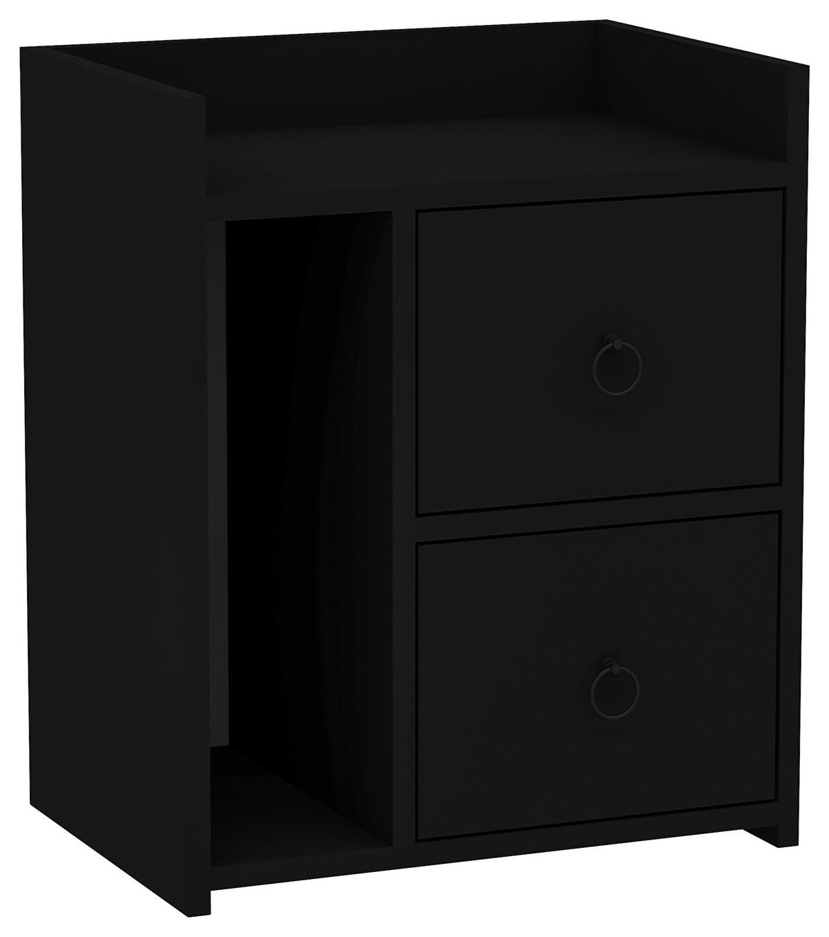 Nachtkästchen Schwarz H: 60 cm Venus - Schwarz, Design, Holzwerkstoff (50/60/35cm) - MID.YOU