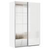 Schwebetürenschrank B: 136cm Feldkirch Weiß - Weiß Hochglanz/Silberfarben, MODERN, Glas/Holzwerkstoff (136/210/62cm)