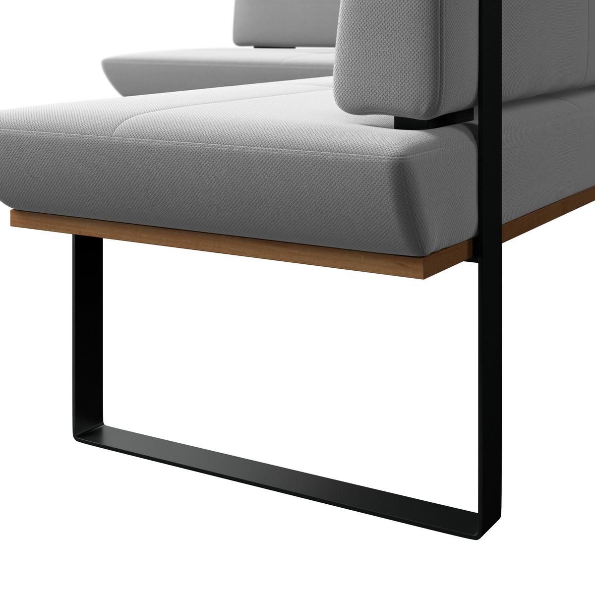 Eckbank Tristan Webstoff hellgrau, S:175x225cm - Hellgrau/Schwarz, MODERN, Holz/Textil (175/225cm) - James Wood