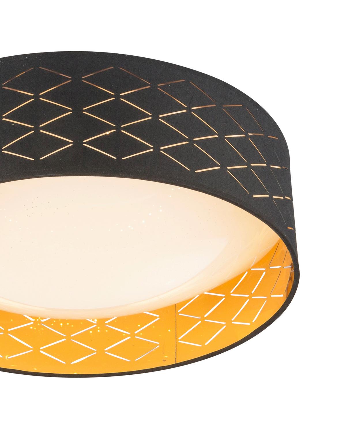 Led-deckenleuchte Ø 40 Cm Rund - Goldfarben/Schwarz, KONVENTIONELL, Textil/Metall (40/12cm) - Globo