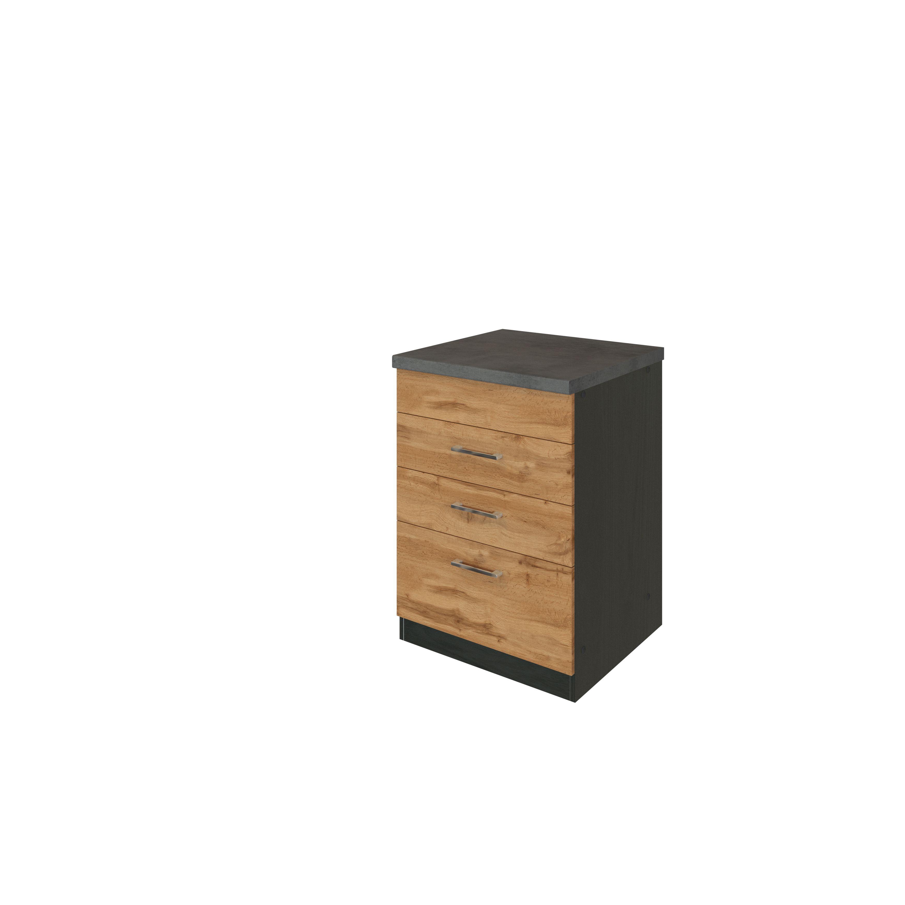 Küchenunterschrank B: 60 cm Eiche Dekor/Anthrazit