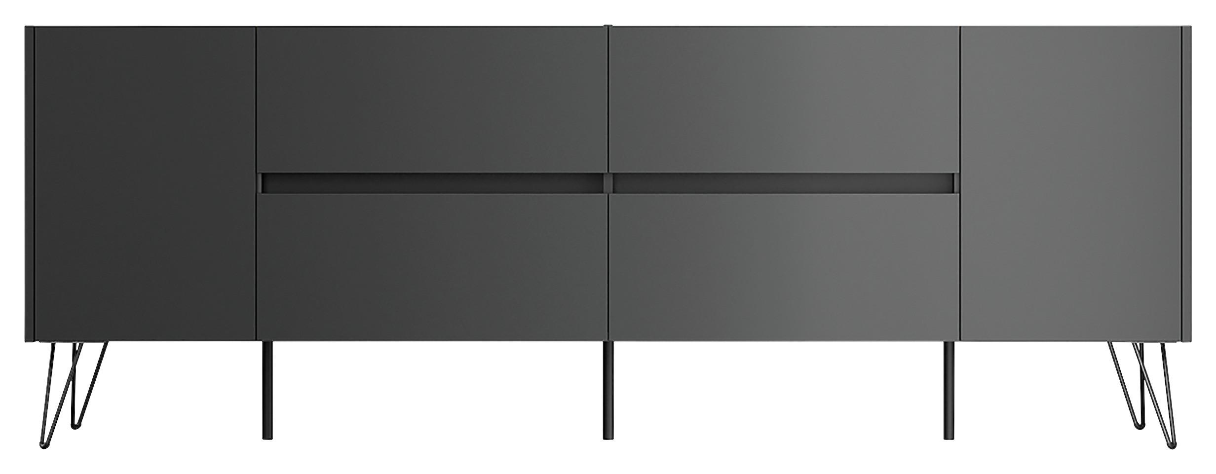 Sideboard Posseik Industrial Graphit/Eichefarben B: 199 cm - Eichefarben/Schwarz, Design, Holzwerkstoff (199/75,8/42cm) - P & B