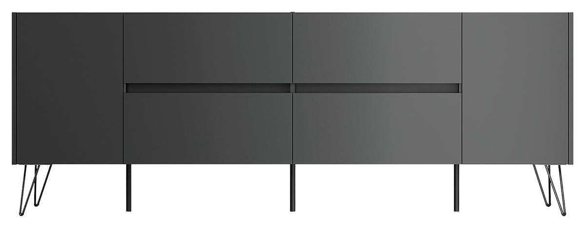 Sideboard Posseik Industrial Graphit/Eichefarben B: 199 cm - Eichefarben/Schwarz, Design, Holzwerkstoff (199/75,8/42cm) - P & B