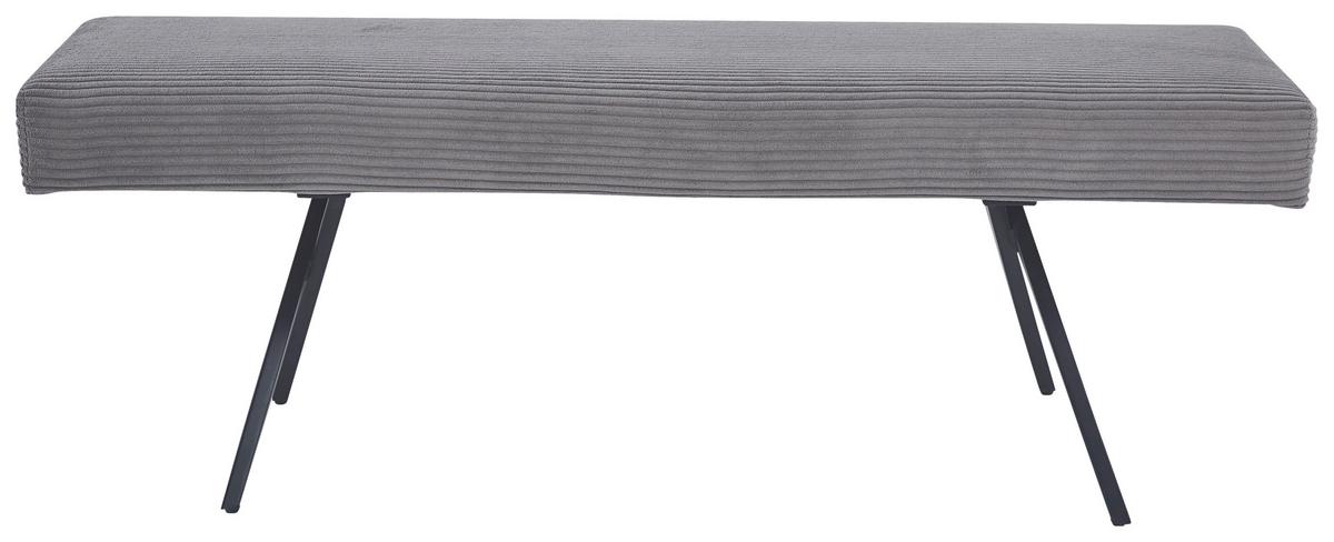 Sitzbank Ohne Lehne Cord Dunkelgrau, B: 140 Cm - Dunkelgrau/Schwarz, KONVENTIONELL, Textil/Metall (140/49/47cm) - MID.YOU