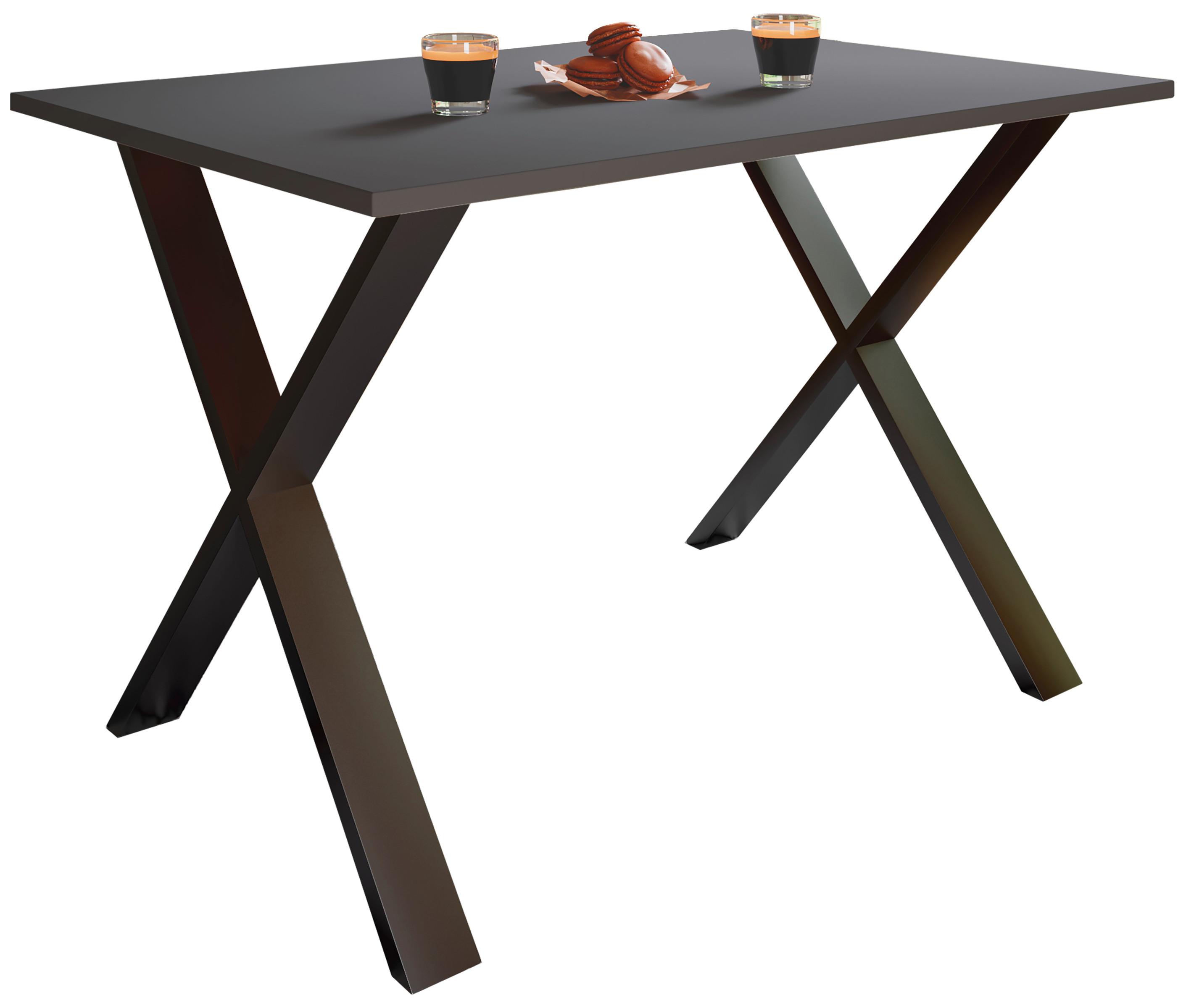 Esstisch Xona Anthrazit, Schwarz L: 80 cm - Anthrazit/Schwarz, Basics, Holzwerkstoff/Metall (80/50/76cm) - MID.YOU