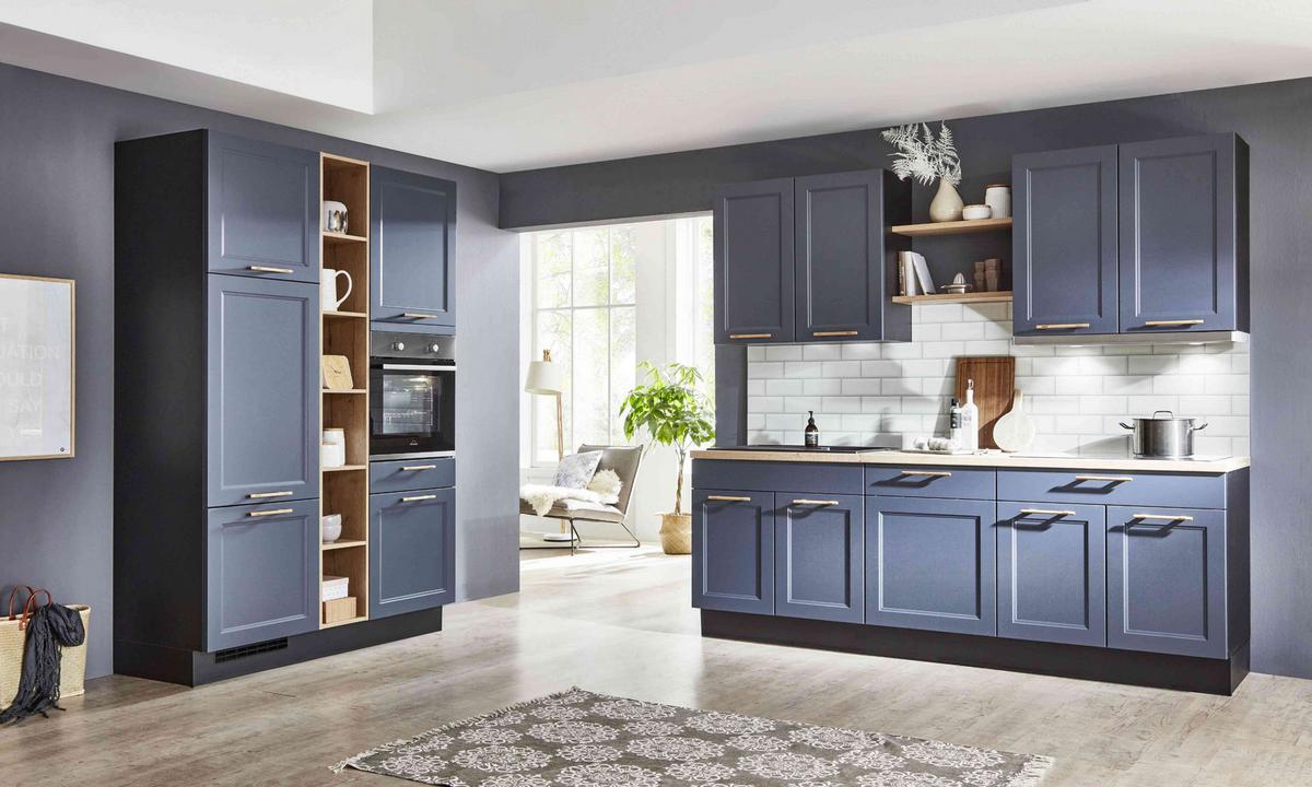 Einbauküche Columbia Frei Planbar Landhausstil - Blau/Eichefarben, MODERN, Holzwerkstoff - Vertico