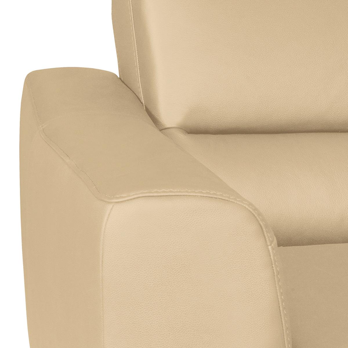 Ecksofa Santos Beige S: 241 Cm - Chromfarben/Beige, Design, Leder/Textil (241/168cm) - Livetastic