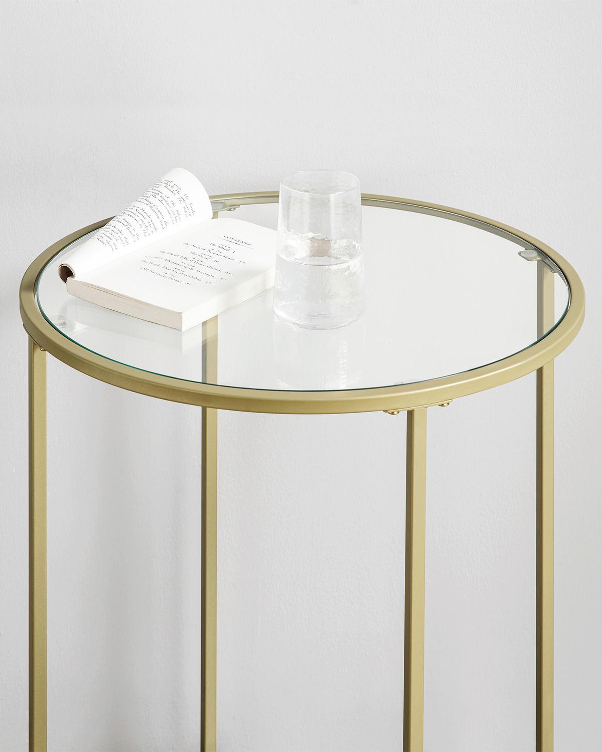 Beistelltisch Mit Glasplatte Goldfarben - Goldfarben, Trend, Glas/Metall (50/50/55cm) - Boxxx