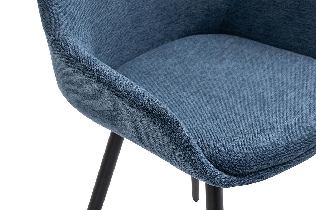 Armlehnstuhl-set Dunkelblau B: 64 Cm - Schwarz/Dunkelblau, MODERN, Textil/Metall (64/86/59cm) - Livetastic