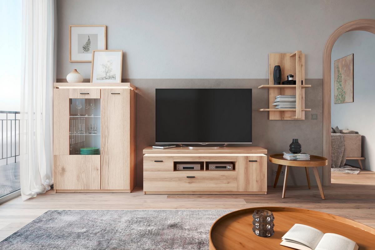 Wandregal Vancouver B: 67 cm Viking Oak 2 Fächer - Eichefarben, MODERN, Holzwerkstoff (67/96/25cm)