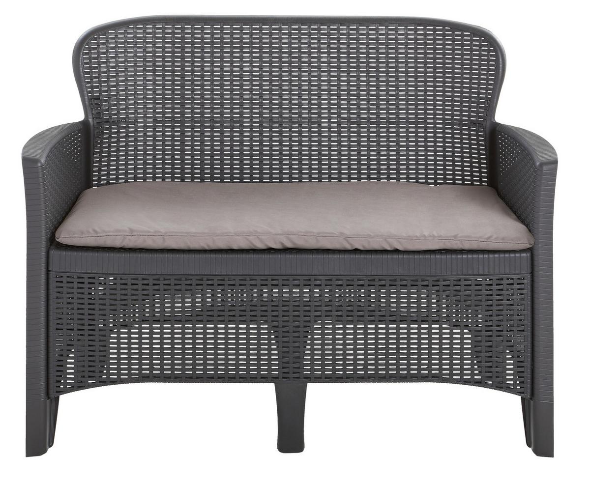 Gartengarnitur Jungle - Anthrazit/Hellgrau, Basics, Kunststoff