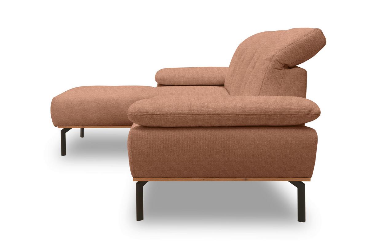 Ecksofa Rotbraun S: 242x170 cm - Wildeiche/Rotbraun, Design, Holz/Textil (242/170cm) - MID.YOU