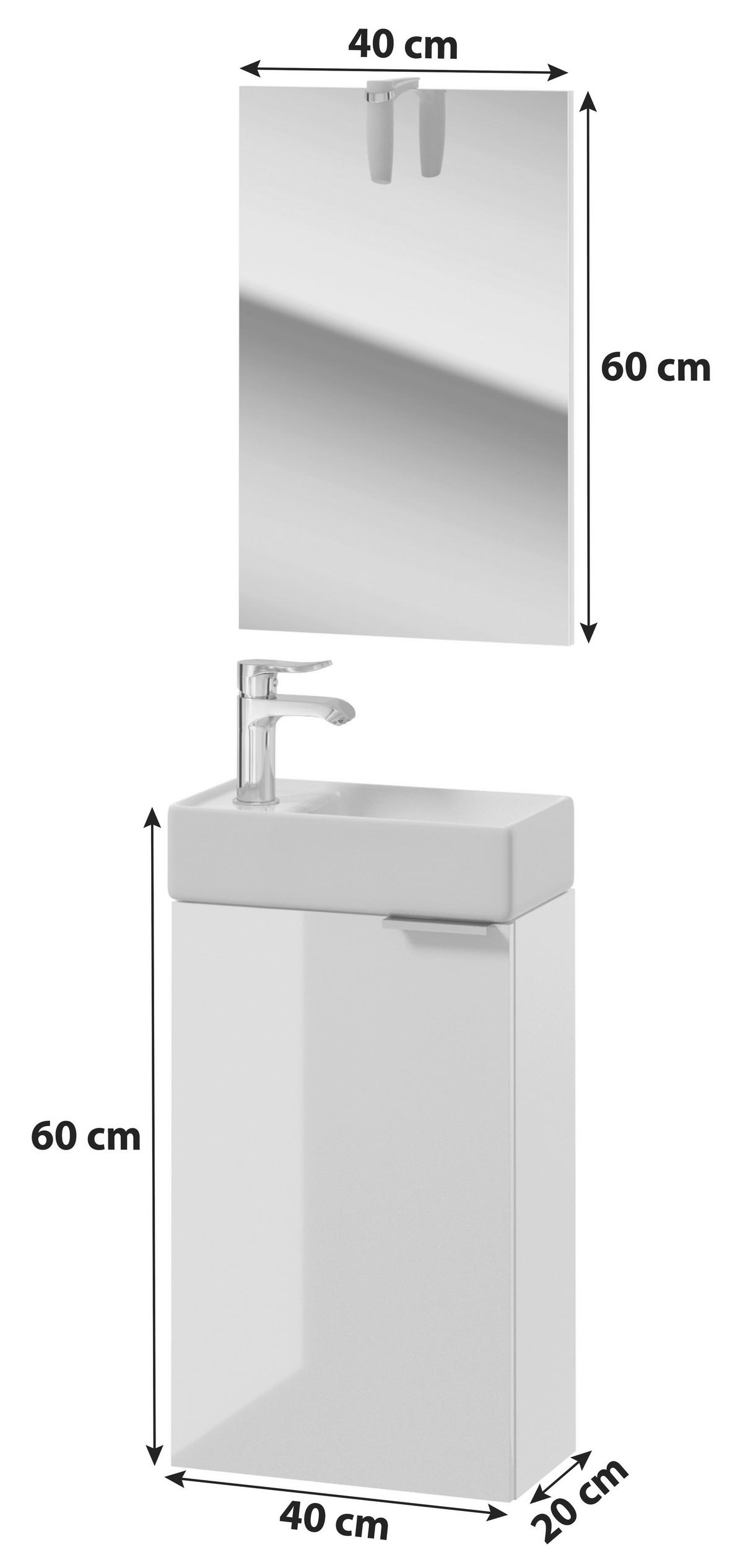 Gästebad Möbel-Set 3-Tlg. Grin B: 40 cm Weiß - Weiß, Basics, Keramik/Holzwerkstoff (41/60/20cm) - MID.YOU
