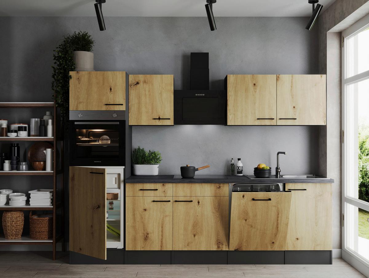 Küchenblock Oliver Artisan Dekor B: 280 cm - Eiche Artisan/Grau, Design, Holzwerkstoff (280cm) - Respekta