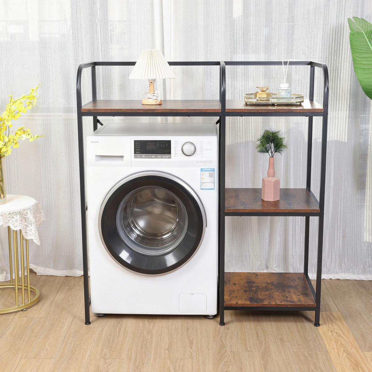 Waschmaschinenregal Respekta - Schwarz/Braun, KONVENTIONELL, Holzwerkstoff/Metall (127/117,5/45cm) - Homezone