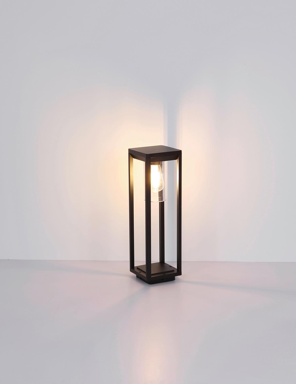 Außenleuchte Candela 15 Watt Aluminium - Klar/Schwarz, Basics, Kunststoff/Metall (15/15/50cm) - Globo