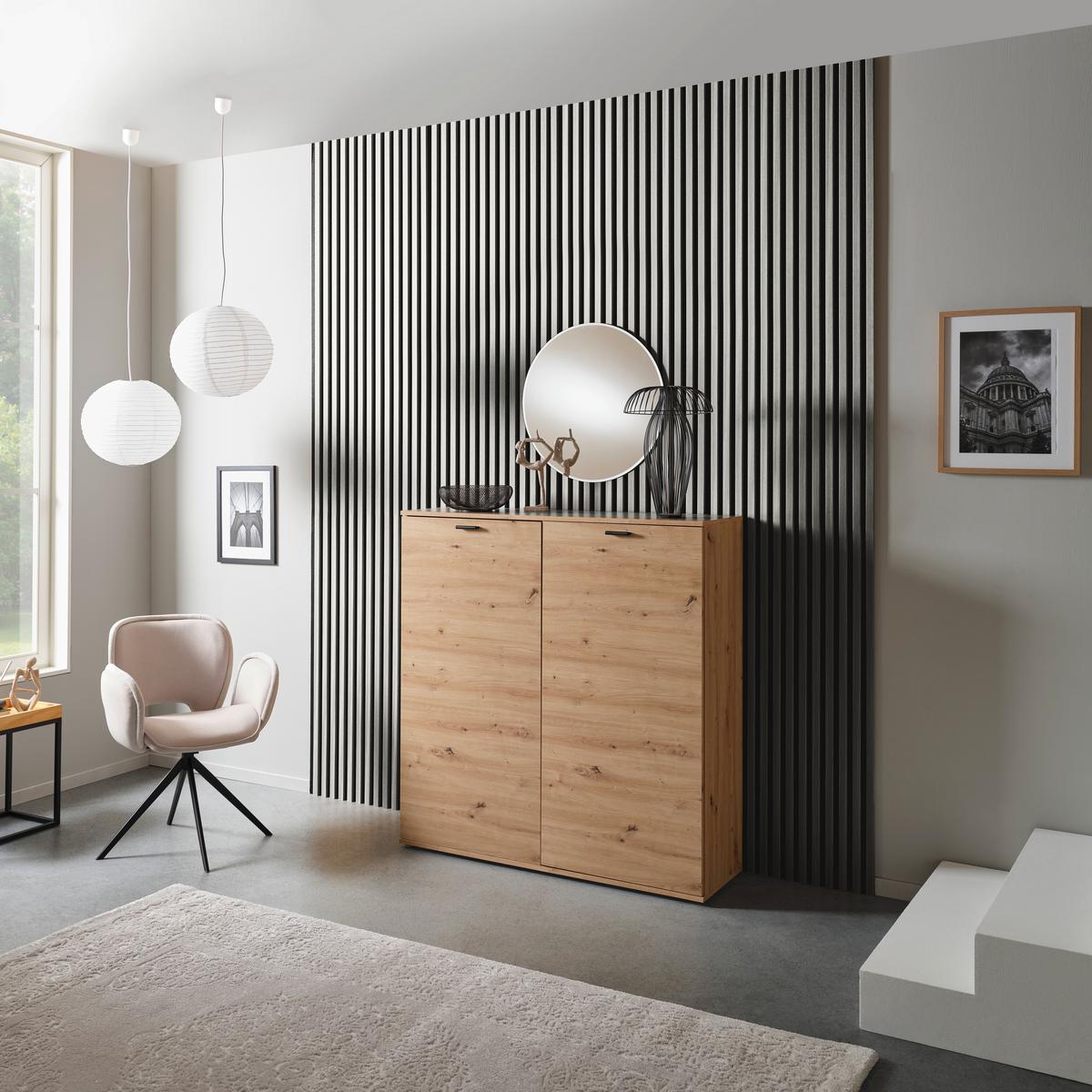 Akustikpaneel Josef - Eichefarben/Weiß, MODERN, Holzwerkstoff/Kunststoff (90/60/2cm)