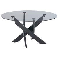 Couchtisch Rund Metall Mit Glasplatte Kopenhagen Schwarz - Schwarz/Grau, Design, Glas/Metall (80/45cm) - Linea Natura