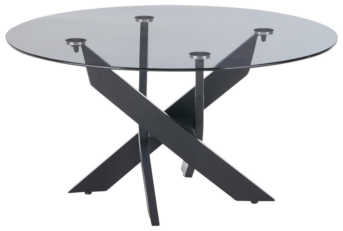 Couchtisch Rund Metall Mit Glasplatte Kopenhagen Schwarz - Schwarz/Grau, Design, Glas/Metall (80/45cm) - Linea Natura