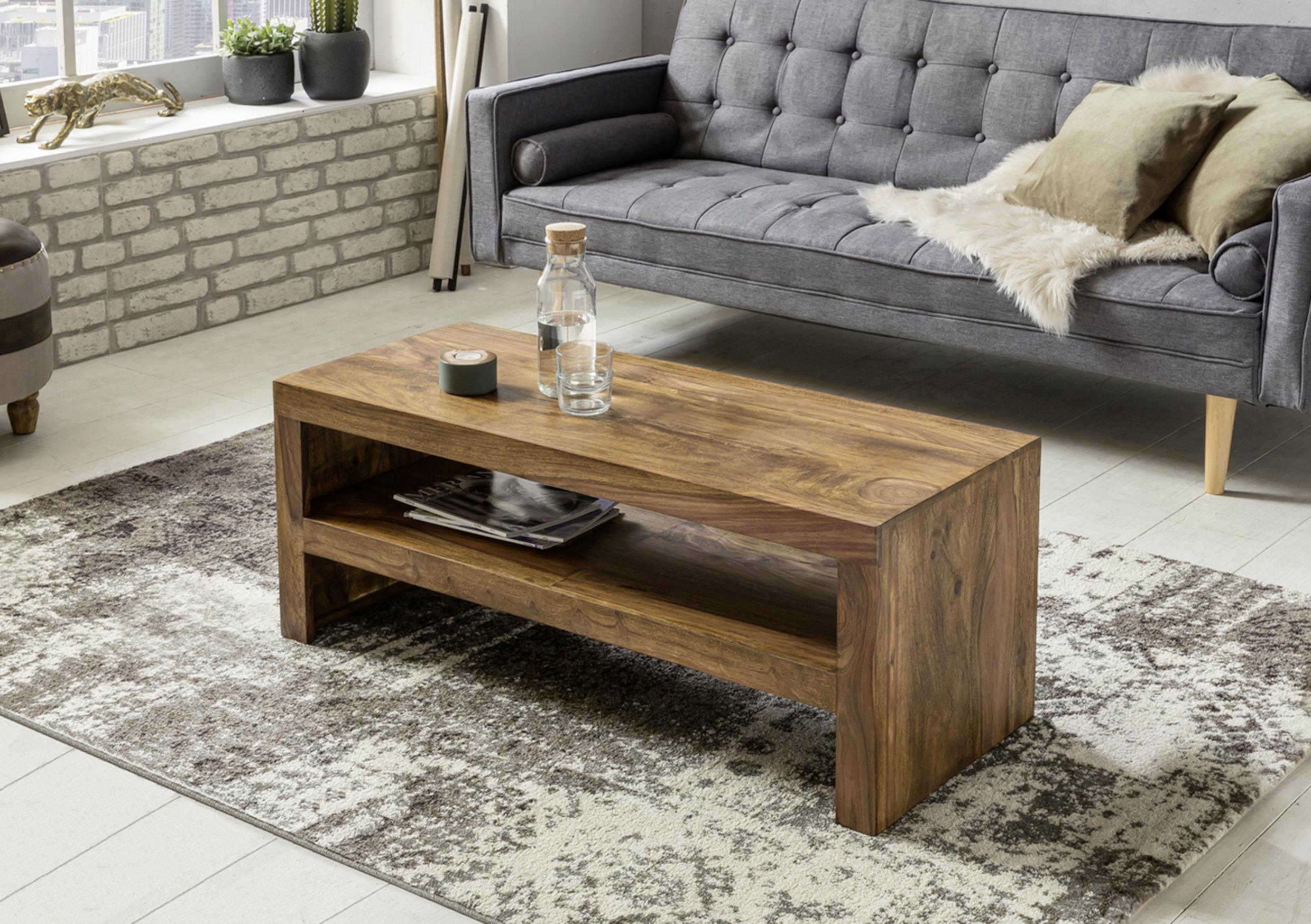 Couchtisch Holz mit Ablagefach Mumbai, Sheesham - Sheeshamfarben, Design, Holz (110/45/45cm) - MID.YOU