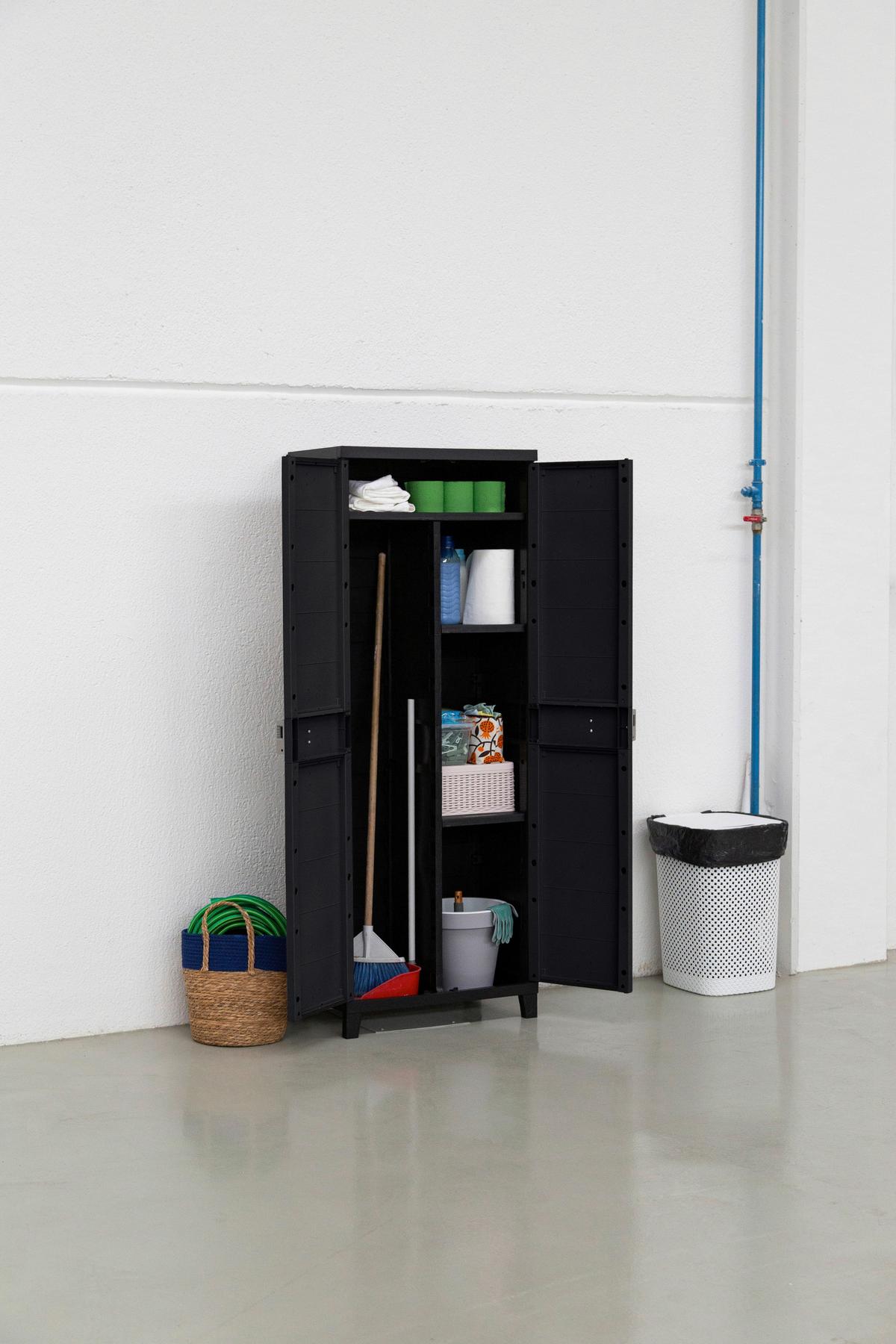 Geräteschrank 66/172/40 cm - Anthrazit, Basics, Kunststoff (66/172/40cm)