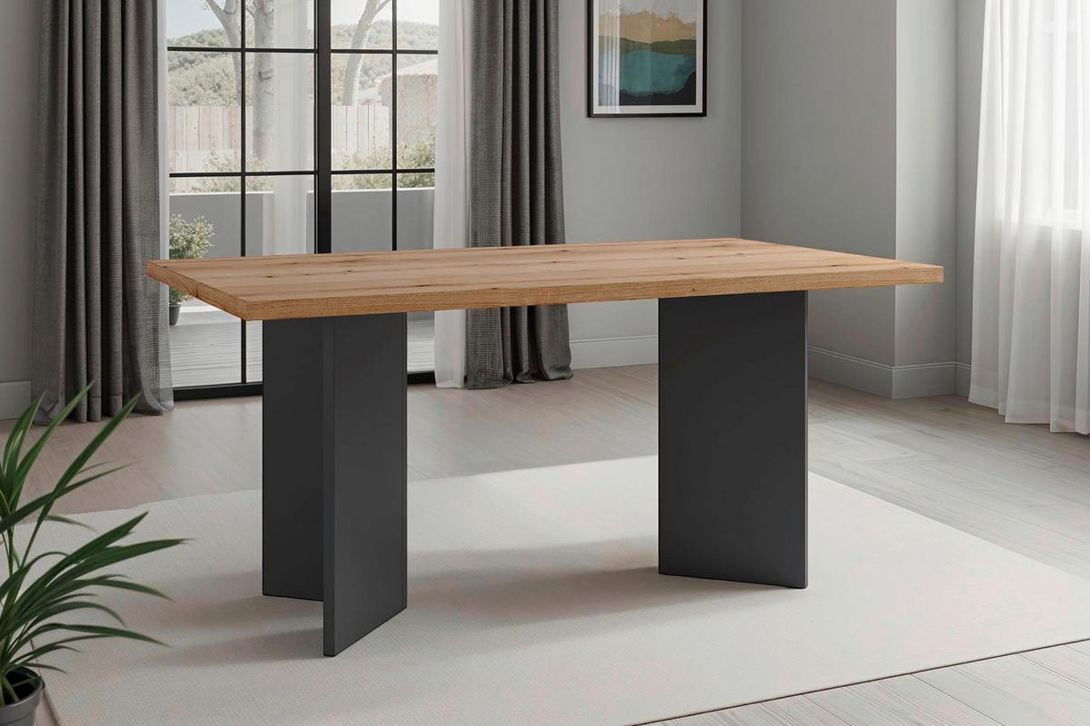 Esstisch Marten - Eichefarben/Anthrazit, MODERN, Holzwerkstoff (160/90/75,5cm) - MID.YOU