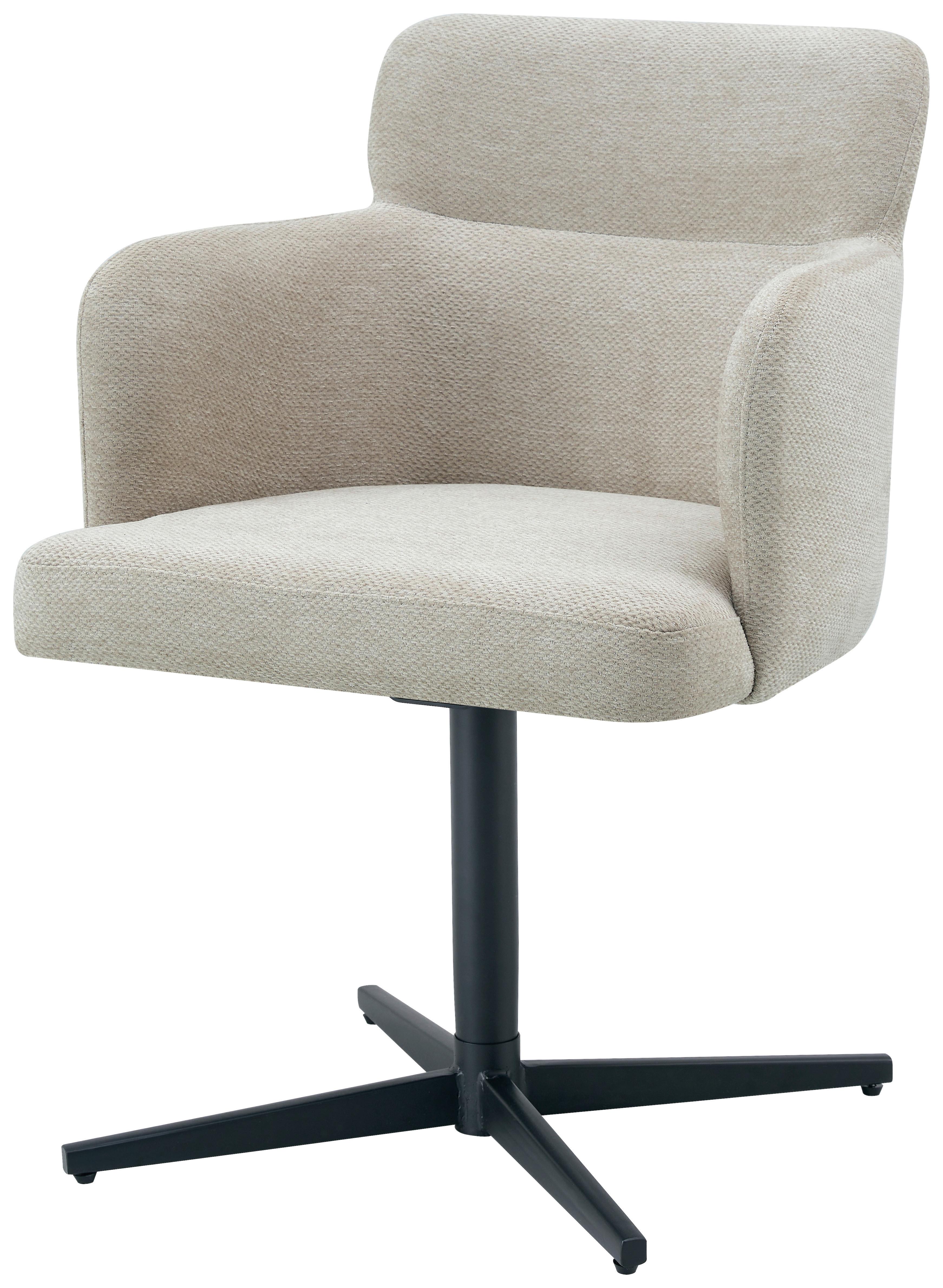 Armlehnstuhl Matteo Webstoff Beige, B: 58,5 Cm - Beige/Schwarz, KONVENTIONELL, Holz/Textil (58,5/85/63cm) - Livetastic