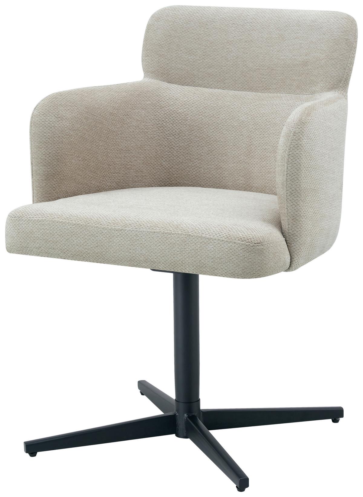 Armlehnstuhl Matteo Webstoff Beige, B: 58,5 Cm - Beige/Schwarz, KONVENTIONELL, Holz/Textil (58,5/85/63cm) - Livetastic
