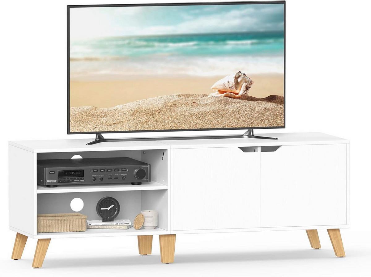 TV DIEL DREVO/BIELA, 2-DVEROVÁ - svetlohnedá/biela, Trend, kompozitné drevo (140/45/40cm) - MID.YOU