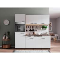 KÜCHENBLOCK OLIVER SINGLEKÜCHE 205 CM - Eichefarben/Weiß, Basics, Holzwerkstoff (205cm) - Respekta