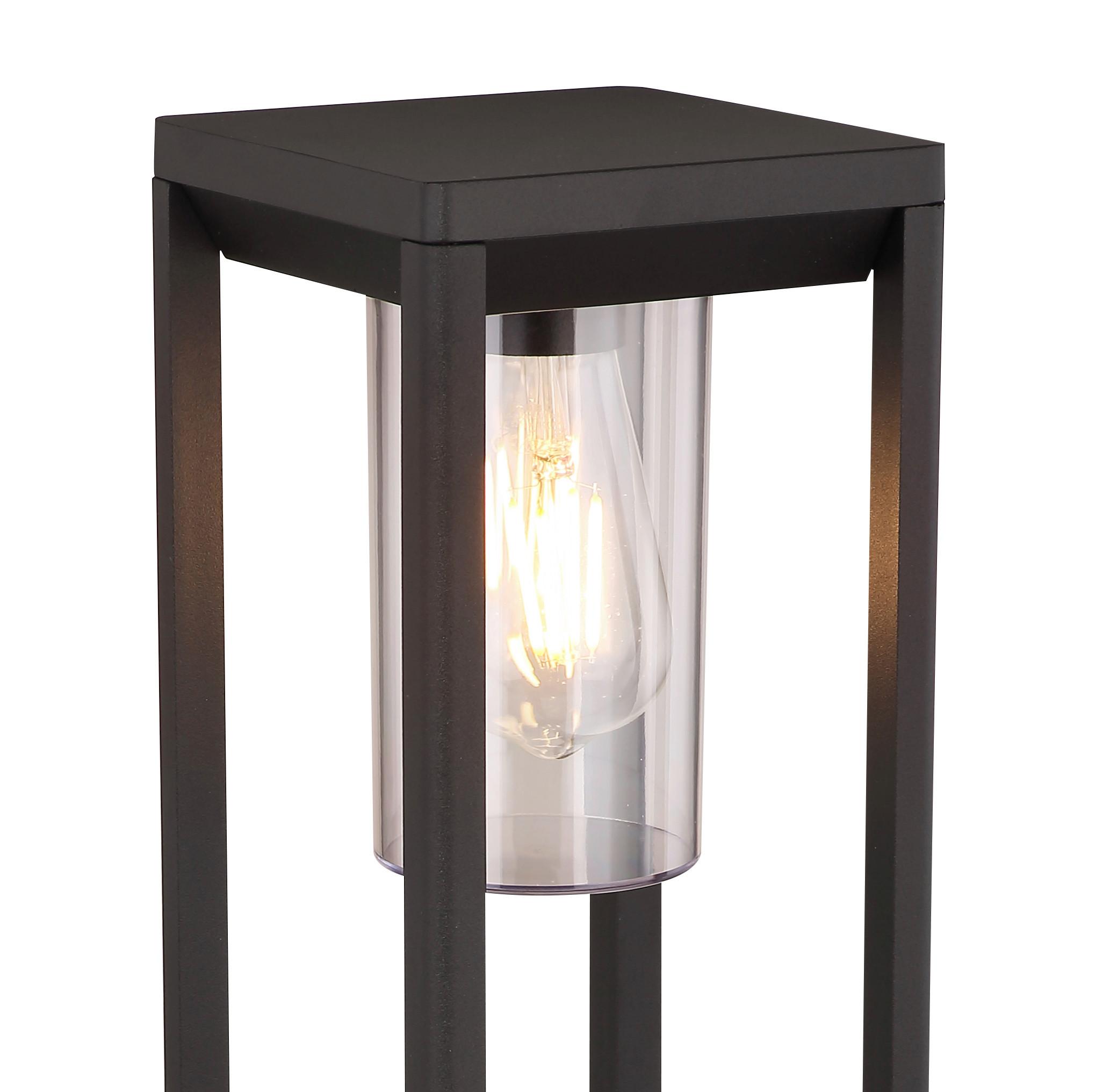 Außenleuchte Candela 15 Watt Aluminium - Klar/Schwarz, Basics, Kunststoff/Metall (15/15/80cm) - Globo