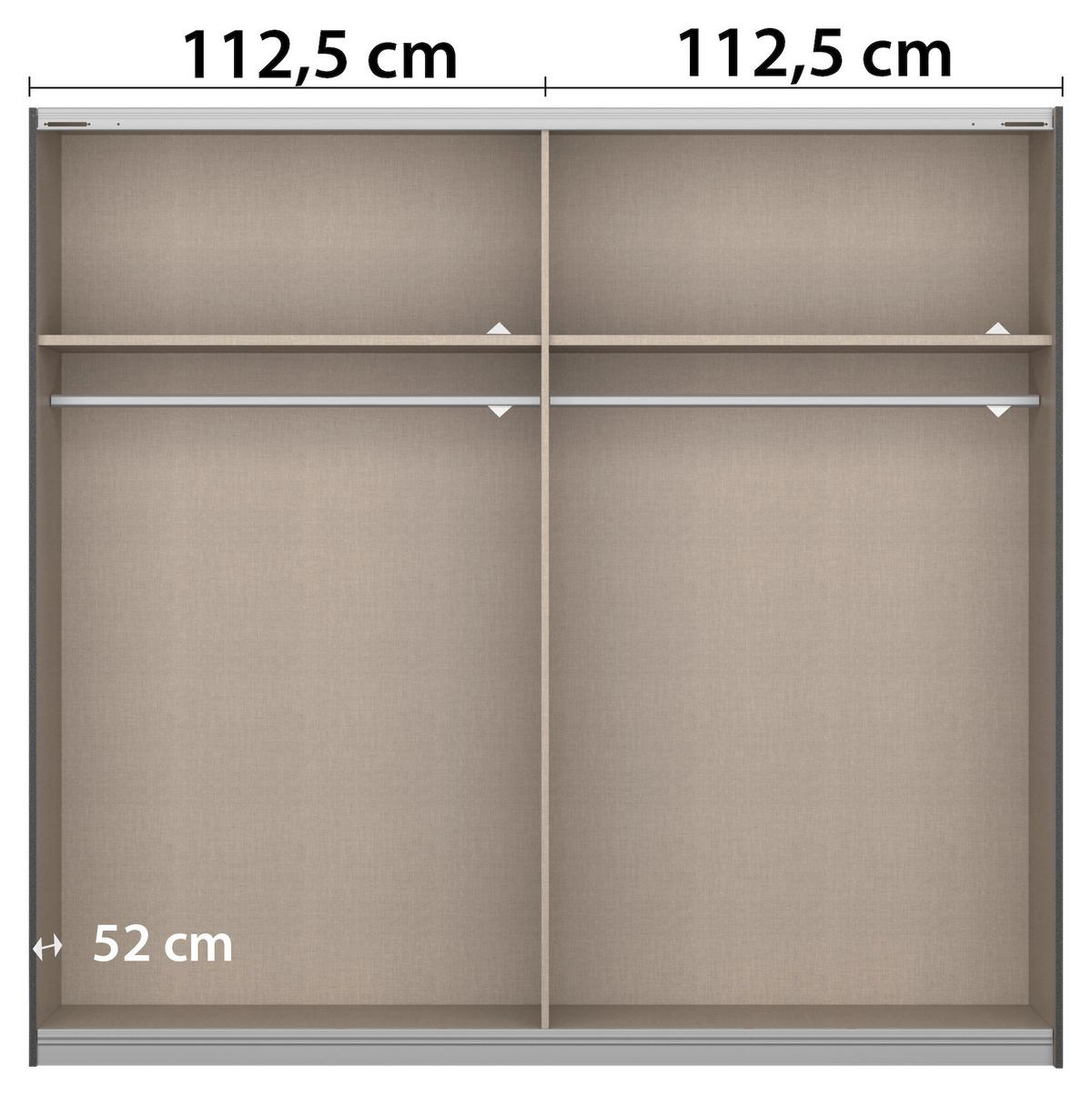 Skriňa s posuvnými dverami alpská biela 226cm - biela/biela s vysokým leskom, Modern, kov/kompozitné drevo (226/210/62cm) - Rauch Möbel