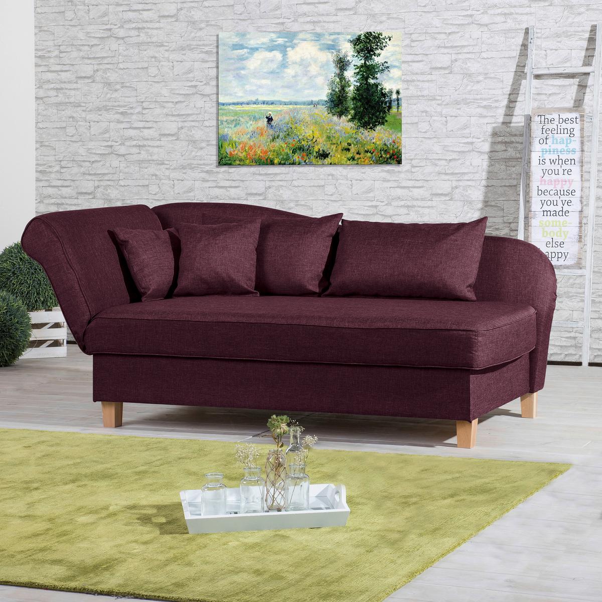 Recamiere Selma Dunkelrot Li. Mit Bettkasten+schlaffunktion - Buchefarben/Dunkelrot, Design, Textil (190/88/82cm) - Max Winzer