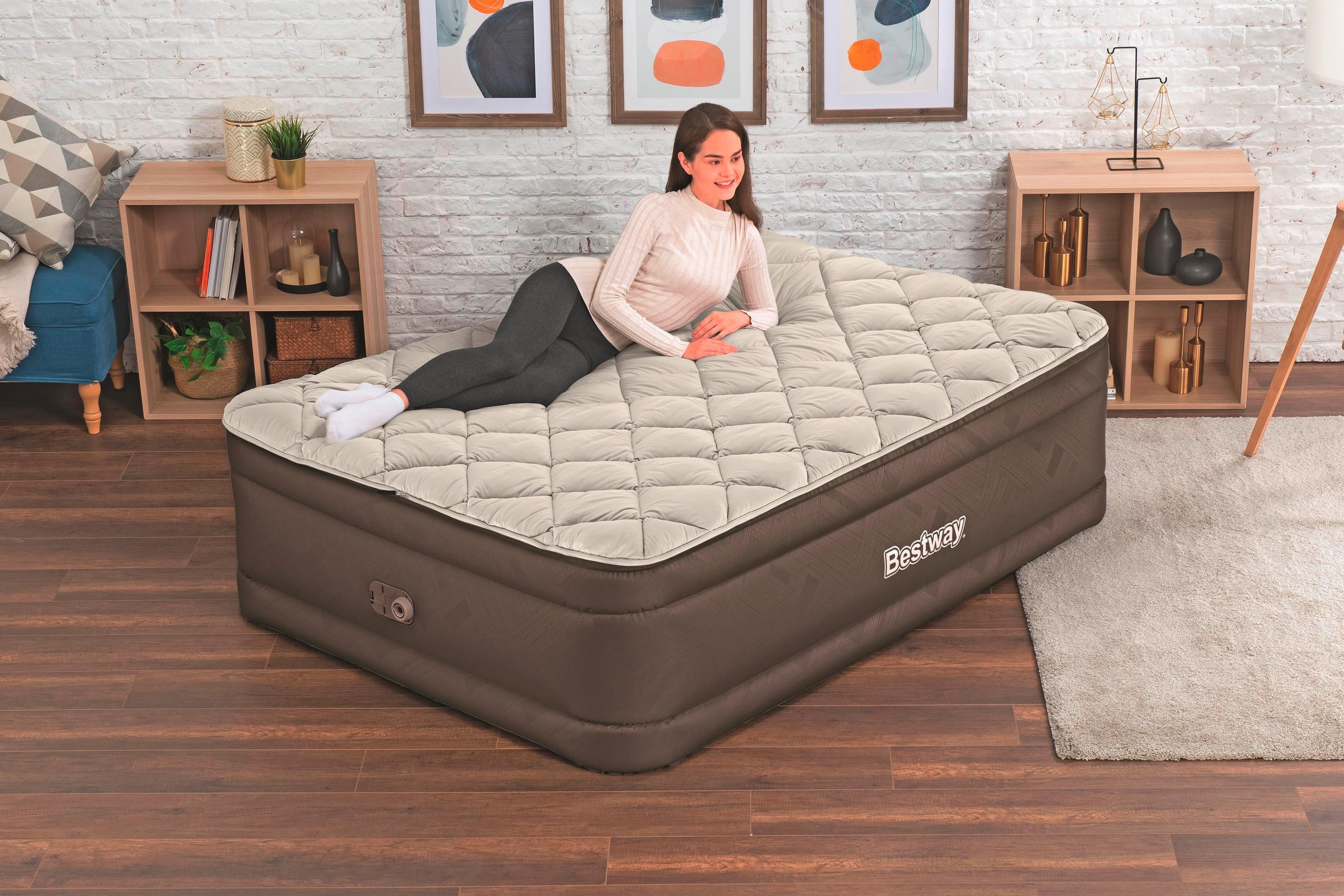 Luftbett Gloria 203x152x51 Cm Bis 350kg, Inkl. Pumpe - Braun/Grau, KONVENTIONELL, Kunststoff/Metall (203/152/51cm) - Bestway
