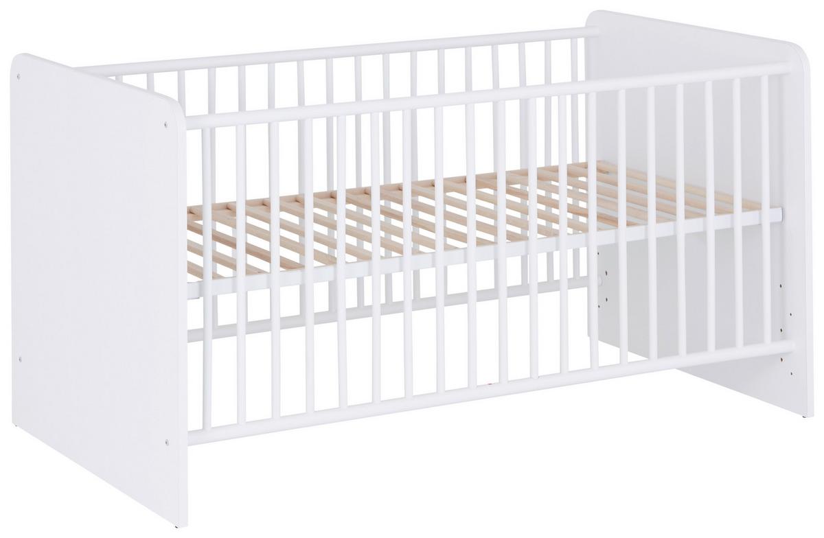 Rácsos Kiságy Alex - fehér, Konventionell, faalapú anyag/fa (82/81/144cm)