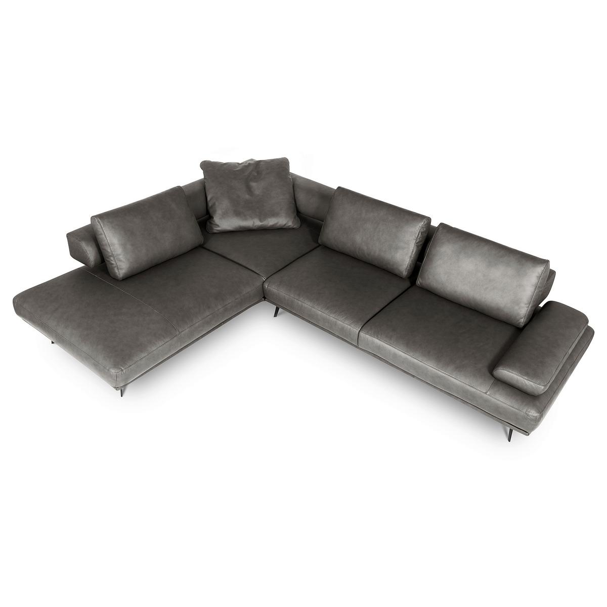 Ecksofa Como Echtleder Anthrazit 237x306 - Anthrazit/Schwarz, Design, Leder (237/306cm) - Livetastic