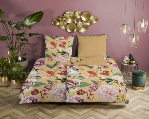 Wendebettwäsche Fiori Gelb Goldfarben 135x200 cm - Gelb/Goldfarben, Natur, Textil (135/200cm)