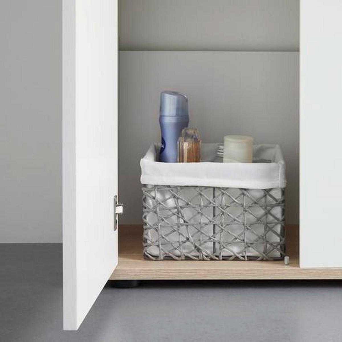 Waschbeckenunterschrank Yasmin B: 60cm Weiß - Eichefarben/Schwarz, Basics, Holzwerkstoff (60/52,7/28,3cm) - MID.YOU