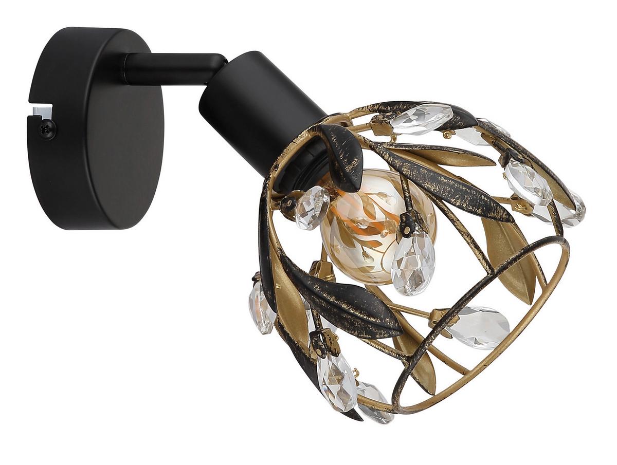 Strahler Mika D: 12 cm Klar Schwarz Goldfarben - Klar/Goldfarben, Basics, Kunststoff/Metall (12/16cm) - Globo