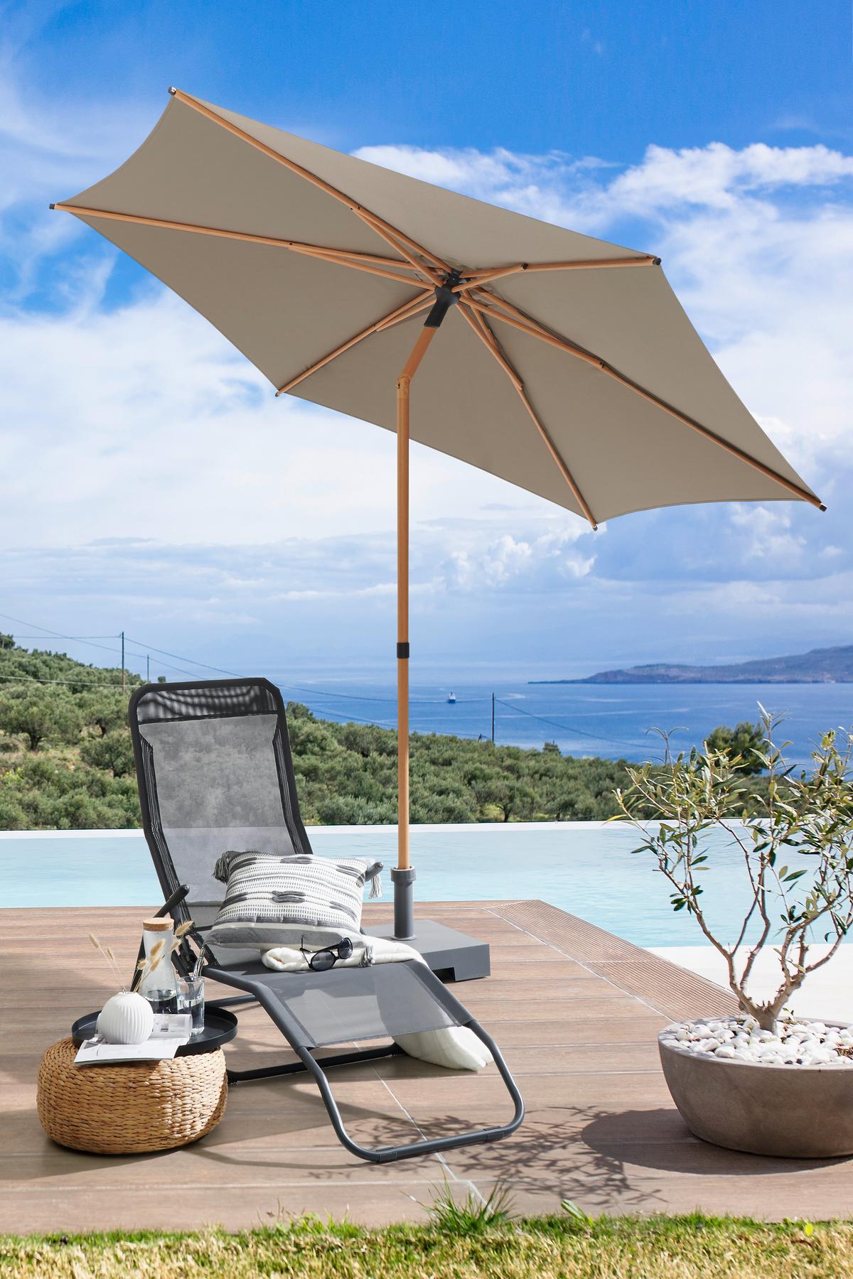 Sonnenschirm Sun BxHxT: 270x270x220 cm Taupe - Taupe, MODERN, Textil/Metall (270/270/220cm) - Beldano