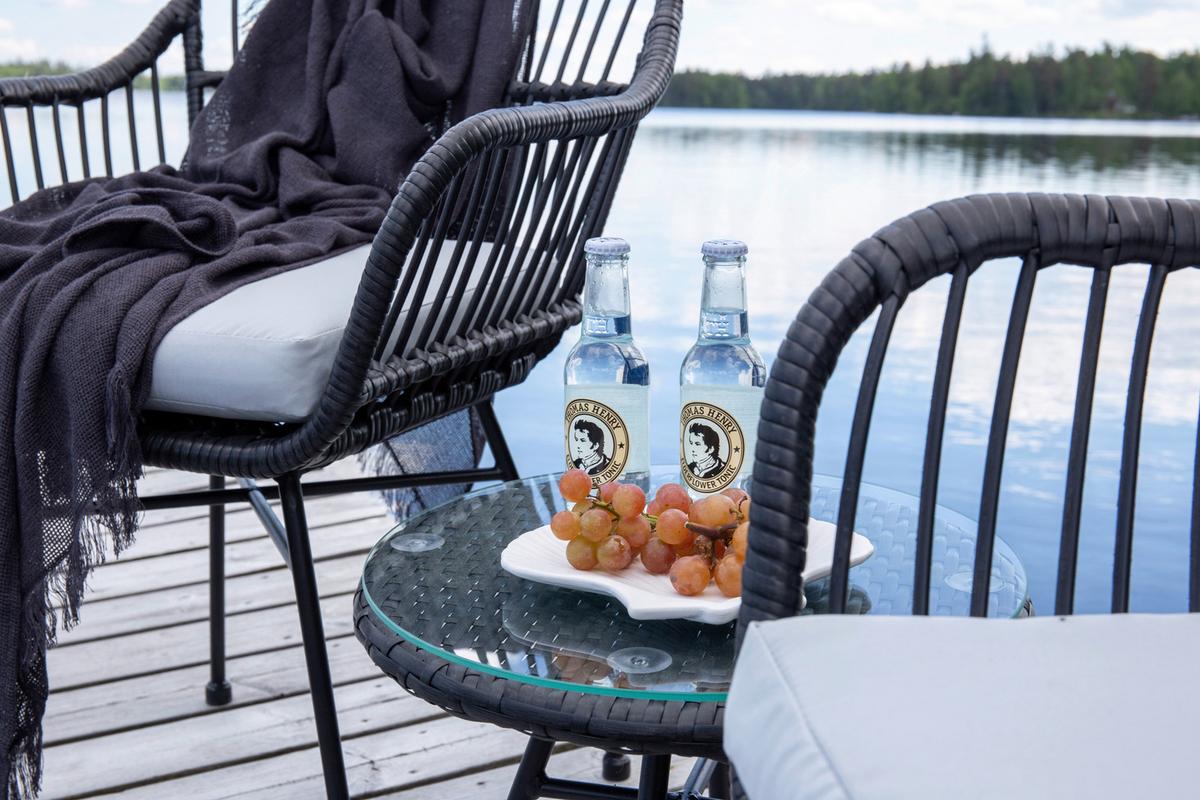 Balkonset Viga - Schwarz, KONVENTIONELL, Kunststoff/Metall - Gardenson