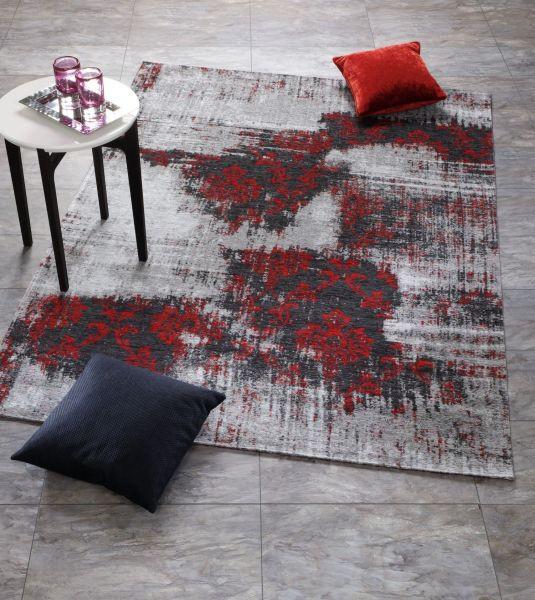 Vintage-Teppich Diana Melody Grau/Rot 40x60 cm - Rot/Grau, Trend, Textil (40/60cm) - Novel