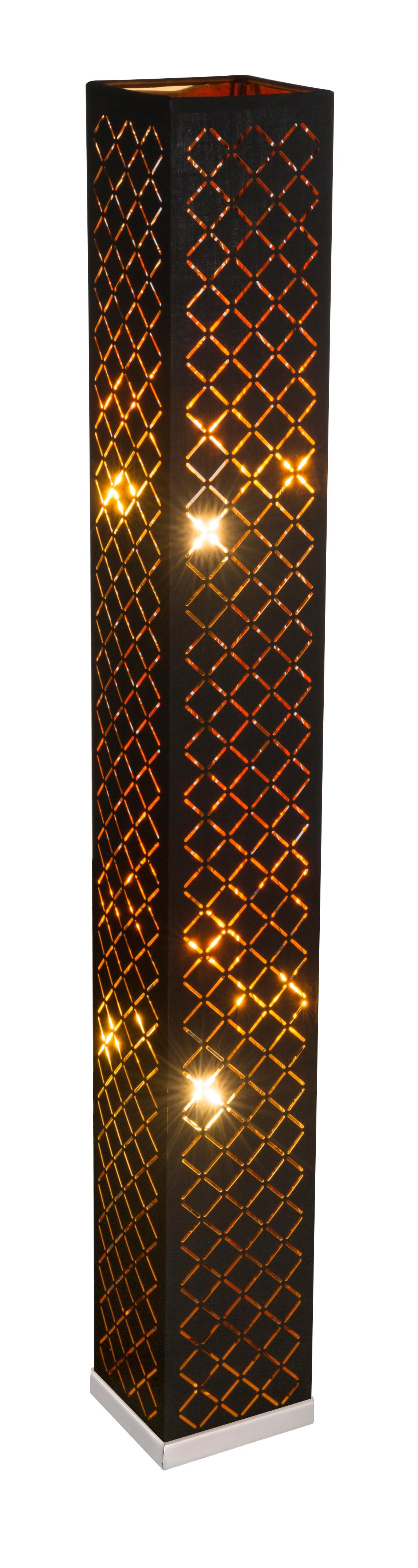 Stehlampe Clarke Schwarz/Goldfarben Länglich - Goldfarben/Schwarz, Trend, Textil/Metall (15/15/118cm) - Globo
