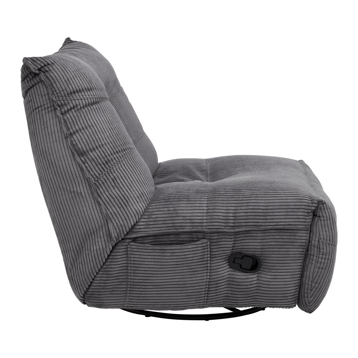 Relaxační křeslo ALURA, tmavě šedá barva - černá/tmavě šedá, Moderní, kov/dřevo (90/92/90cm) - Bessagi Home