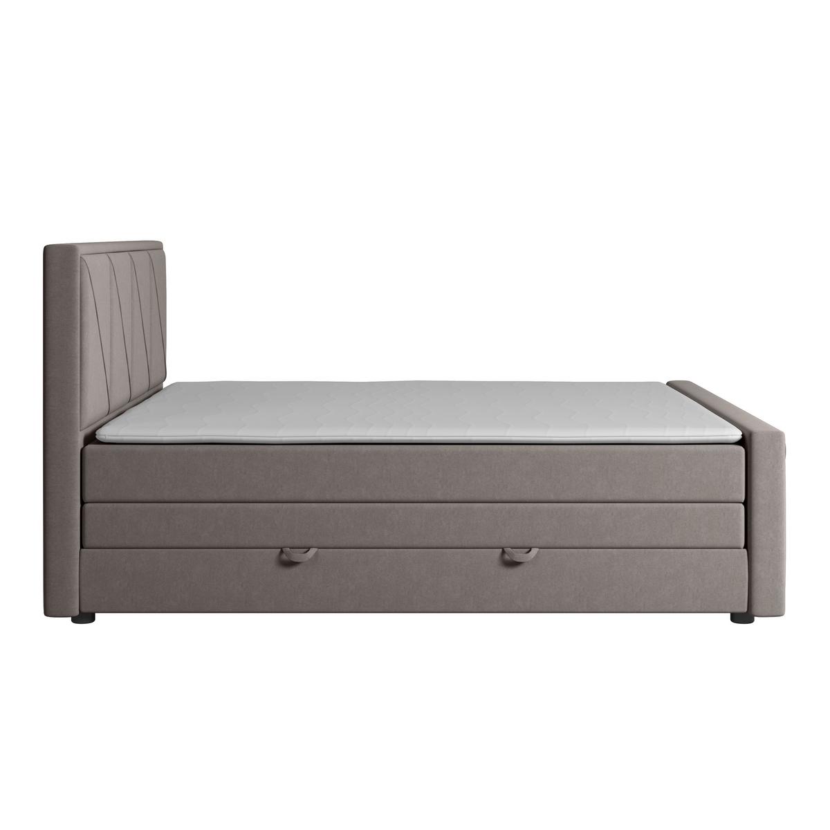 Boxspringbett Mit Bettkasten Oslo 180x200 Cm Hellgrau - Hellgrau/Schwarz, MODERN, Holzwerkstoff/Kunststoff (180/200cm) - MID.YOU